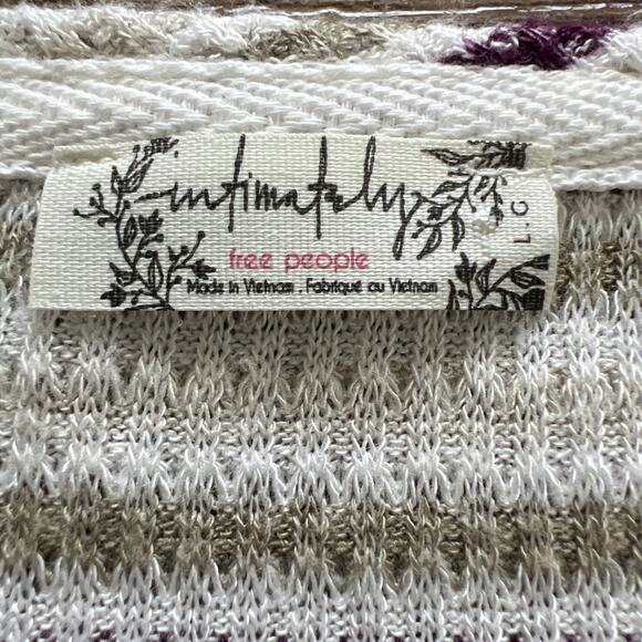 Free People Bodysuit Womens Lg By The Fire Thermal Striped Textured V-Neck Boho - Picture 4 of 11